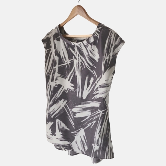 SIMPLY VERA WANG Boxy Blouse XS Gray Pleated Draped Back Shirt Top Minimalist - Picture 3 of 15